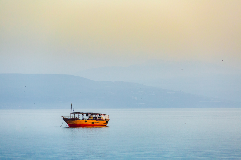 Sunrise, Boat and Galilee