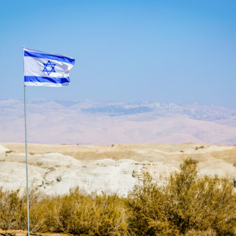 Israel Flag in Desert, Photo