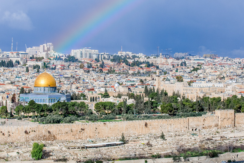 Rainbow over Extended View of Jerusalem